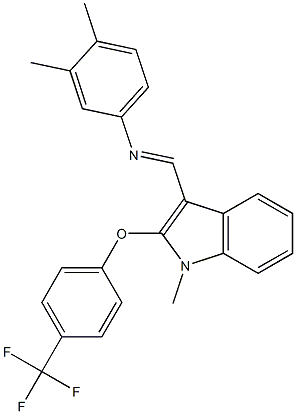 N-(3,4-dimethylphenyl)-N-((E)-{1-methyl-2-[4-(trifluoromethyl)phenoxy]-1H-indol-3-yl}methylidene)amine Struktur