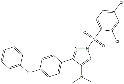 1-[(2,4-dichlorophenyl)sulfonyl]-N,N-dimethyl-3-(4-phenoxyphenyl)-1H-pyrazol-4-amine Struktur