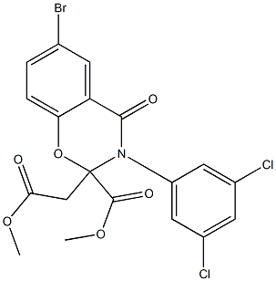 methyl 6-bromo-3-(3,5-dichlorophenyl)-2-(2-methoxy-2-oxoethyl)-4-oxo-3,4-dihydro-2H-1,3-benzoxazine-2-carboxylate Struktur