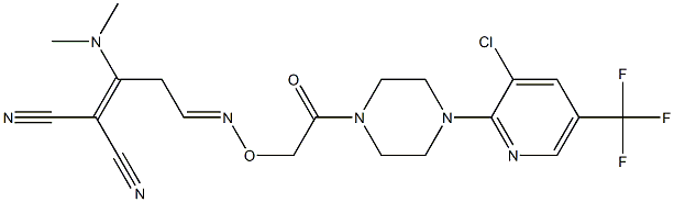 2-[3-[(2-{4-[3-chloro-5-(trifluoromethyl)-2-pyridinyl]piperazino}-2-oxoethoxy)imino]-1-(dimethylamino)propylidene]malononitrile Struktur