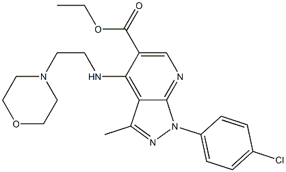 ethyl 1-(4-chlorophenyl)-3-methyl-4-[(2-morpholinoethyl)amino]-1H-pyrazolo[3,4-b]pyridine-5-carboxylate Struktur