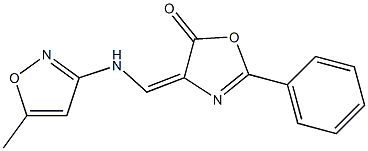 4-{(E)-[(5-methyl-3-isoxazolyl)amino]methylidene}-2-phenyl-1,3-oxazol-5(4H)-one Struktur