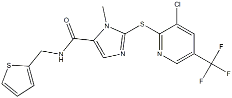 2-{[3-chloro-5-(trifluoromethyl)-2-pyridinyl]sulfanyl}-1-methyl-N-(2-thienylmethyl)-1H-imidazole-5-carboxamide Struktur