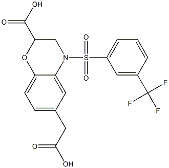 6-(carboxymethyl)-4-{[3-(trifluoromethyl)phenyl]sulfonyl}-3,4-dihydro-2H-1,4-benzoxazine-2-carboxylic acid Struktur