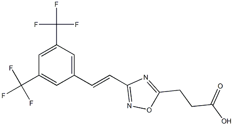 3-{3-[3,5-di(trifluoromethyl)styryl]-1,2,4-oxadiazol-5-yl}propanoic acid Struktur