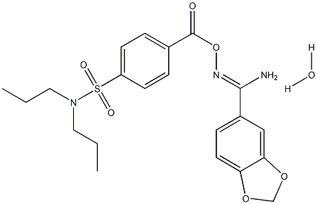 O5-{4-[(dipropylamino)sulfonyl]benzoyl}-1,3-benzodioxole-5-carbohydroximamide hydrate Struktur