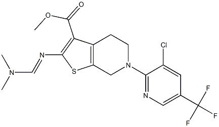 methyl 6-[3-chloro-5-(trifluoromethyl)-2-pyridinyl]-2-{[(dimethylamino)methylene]amino}-4,5,6,7-tetrahydrothieno[2,3-c]pyridine-3-carboxylate Struktur