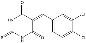 5-(3,4-dichlorobenzylidene)-2-thioxohexahydropyrimidine-4,6-dione Struktur