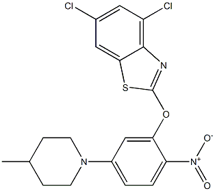 4,6-dichloro-2-[5-(4-methylpiperidino)-2-nitrophenoxy]-1,3-benzothiazole Struktur