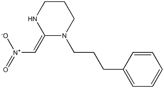 2-[(E)-nitromethylidene]-1-(3-phenylpropyl)hexahydropyrimidine Struktur