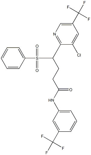 4-[3-chloro-5-(trifluoromethyl)-2-pyridinyl]-4-(phenylsulfonyl)-N-[3-(trifluoromethyl)phenyl]butanamide Struktur