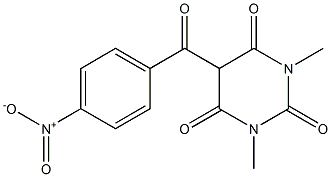 1,3-dimethyl-5-(4-nitrobenzoyl)hexahydropyrimidine-2,4,6-trione Struktur