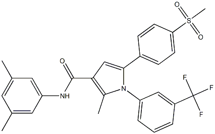 N-(3,5-dimethylphenyl)-2-methyl-5-[4-(methylsulfonyl)phenyl]-1-[3-(trifluoromethyl)phenyl]-1H-pyrrole-3-carboxamide Struktur