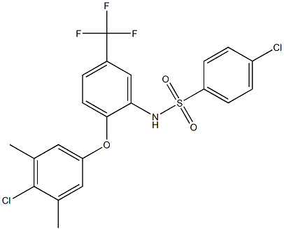 N1-[2-(4-chloro-3,5-dimethylphenoxy)-5-(trifluoromethyl)phenyl]-4-chlorobenzene-1-sulfonamide Struktur