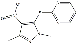 2-[(1,3-dimethyl-4-nitro-1H-pyrazol-5-yl)thio]pyrimidine Struktur