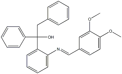 1-{2-[(3,4-dimethoxybenzylidene)amino]phenyl}-1,2-diphenylethan-1-ol Struktur