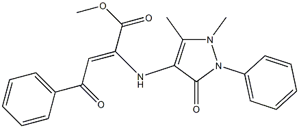 methyl 2-[(1,5-dimethyl-3-oxo-2-phenyl-2,3-dihydro-1H-pyrazol-4-yl)amino]-4 -oxo-4-phenylbut-2-enoate Struktur