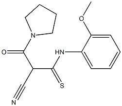 N1-(2-methoxyphenyl)-2-cyano-3-oxo-3-tetrahydro-1H-pyrrol-1-ylpropanethioamide Struktur