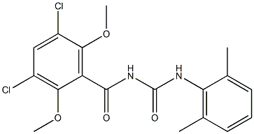 N-(3,5-dichloro-2,6-dimethoxybenzoyl)-N'-(2,6-dimethylphenyl)urea Struktur