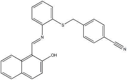 4-{[(2-{[(2-hydroxy-1-naphthyl)methylidene]amino}phenyl)thio]methyl}benzonitrile Struktur