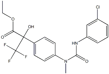 ethyl 2-{4-[[(3-chloroanilino)carbonyl](methyl)amino]phenyl}-3,3,3-trifluoro-2-hydroxypropanoate Struktur