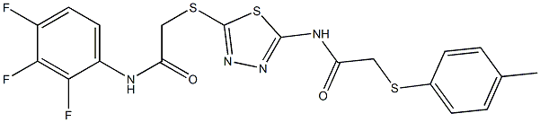 N1-(5-{[2-oxo-2-(2,3,4-trifluoroanilino)ethyl]thio}-1,3,4-thiadiazol-2-yl)-2-[(4-methylphenyl)thio]acetamide Struktur