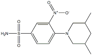 4-(3,5-dimethylpiperidino)-3-nitrobenzene-1-sulfonamide Struktur