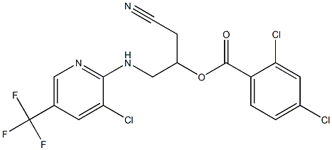 2-{[3-chloro-5-(trifluoromethyl)-2-pyridinyl]amino}-1-(cyanomethyl)ethyl 2,4-dichlorobenzenecarboxylate Struktur