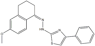 6-methoxy-1,2,3,4-tetrahydronaphthalen-1-one 1-(4-phenyl-1,3-thiazol-2-yl)h ydrazone Struktur