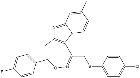 2-[(4-chlorophenyl)sulfanyl]-1-(2,7-dimethylimidazo[1,2-a]pyridin-3-yl)-1-ethanone O-(4-fluorobenzyl)oxime Struktur