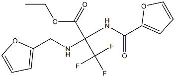 ethyl 3,3,3-trifluoro-2-[(2-furylcarbonyl)amino]-2-[(2-furylmethyl)amino]propanoate Struktur