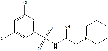 N1-(2-piperidinoethanimidoyl)-3,5-dichlorobenzene-1-sulfonamide Struktur