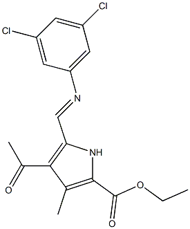 ethyl 4-acetyl-5-{[(3,5-dichlorophenyl)imino]methyl}-3-methyl-1H-pyrrole-2- carboxylate Struktur