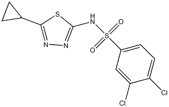 N1-(5-cyclopropyl-1,3,4-thiadiazol-2-yl)-3,4-dichlorobenzene-1-sulfonamide Struktur