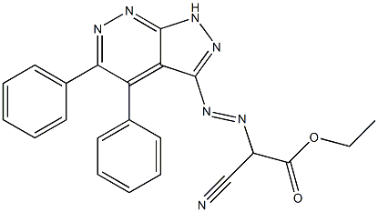 ethyl 2-cyano-2-[2-(4,5-diphenyl-1H-pyrazolo[3,4-c]pyridazin-3-yl)diaz-1-enyl]acetate Struktur