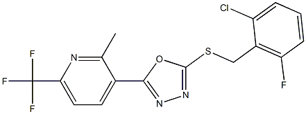 2-[(2-chloro-6-fluorobenzyl)thio]-5-[2-methyl-6-(trifluoromethyl)-3-pyridyl]-1,3,4-oxadiazole Struktur