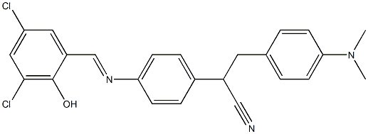 2-{4-[(3,5-dichloro-2-hydroxybenzylidene)amino]phenyl}-3-[4-(dimethylamino) phenyl]propanenitrile Struktur