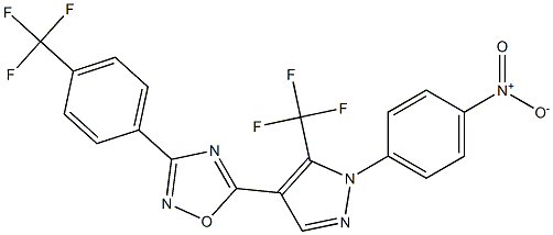 5-[1-(4-nitrophenyl)-5-(trifluoromethyl)-1H-pyrazol-4-yl]-3-[4-(trifluoromethyl)phenyl]-1,2,4-oxadiazole Struktur