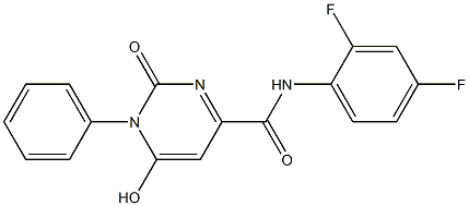 N-(2,4-difluorophenyl)-6-hydroxy-2-oxo-1-phenyl-1,2-dihydro-4-pyrimidinecarboxamide Struktur