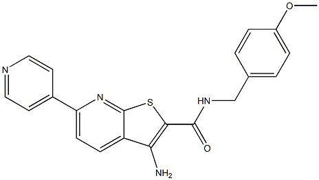 3-amino-N-(4-methoxybenzyl)-6-(4-pyridinyl)thieno[2,3-b]pyridine-2-carboxamide Struktur