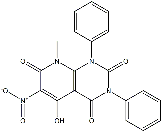 5-hydroxy-8-methyl-6-nitro-1,3-diphenyl-1,2,3,4,7,8-hexahydropyrido[2,3-d]pyrimidine-2,4,7-trione Struktur