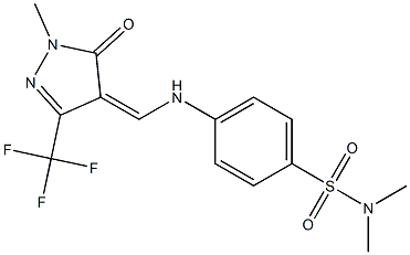 N,N-dimethyl-4-({[1-methyl-5-oxo-3-(trifluoromethyl)-1,5-dihydro-4H-pyrazol-4-yliden]methyl}amino)benzenesulfonamide Struktur