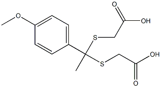 2-{[1-[(carboxymethyl)thio]-1-(4-methoxyphenyl)ethyl]thio}acetic acid Struktur