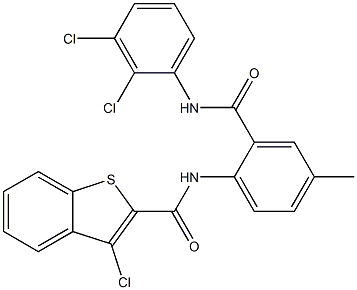 N2-{2-[(2,3-dichloroanilino)carbonyl]-4-methylphenyl}-3-chlorobenzo[b]thiophene-2-carboxamide Struktur