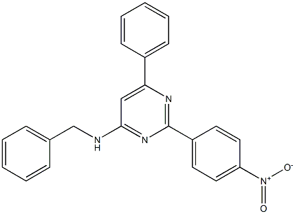 N-benzyl-2-(4-nitrophenyl)-6-phenyl-4-pyrimidinamine Struktur