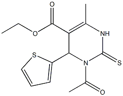 ethyl 3-acetyl-6-methyl-4-(2-thienyl)-2-thioxo-1,2,3,4-tetrahydropyrimidine-5-carboxylate Struktur