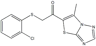 2-[(2-chlorophenyl)sulfanyl]-1-(6-methyl[1,3]thiazolo[3,2-b][1,2,4]triazol-5-yl)-1-ethanone Struktur