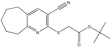 tert-butyl 2-[(3-cyano-6,7,8,9-tetrahydro-5H-cyclohepta[b]pyridin-2-yl)sulfanyl]acetate Struktur