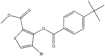 methyl 4-bromo-3-{[4-(tert-butyl)benzoyl]oxy}thiophene-2-carboxylate Struktur