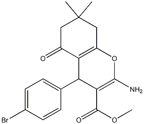 methyl 2-amino-4-(4-bromophenyl)-7,7-dimethyl-5-oxo-5,6,7,8-tetrahydro-4H-chromene-3-carboxylate Struktur